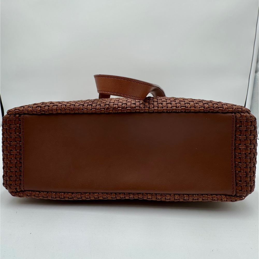 NWT Fossil Constance Shopper Tote Basketweave Shoulder Bag Women Brown Boho Chic - Picture 4 of 16